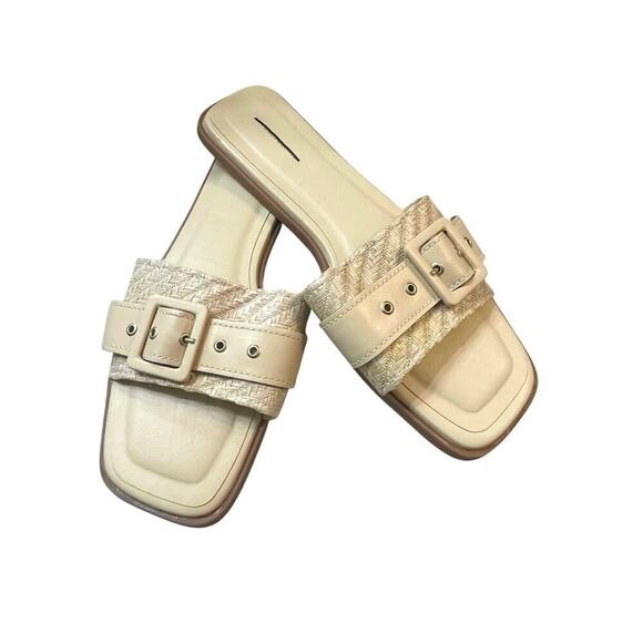 By Anthropologie Buckle Slide Sandals Size 41 US 10.5 - 11 Color Light Sands NEW - Picture 5 of 11
